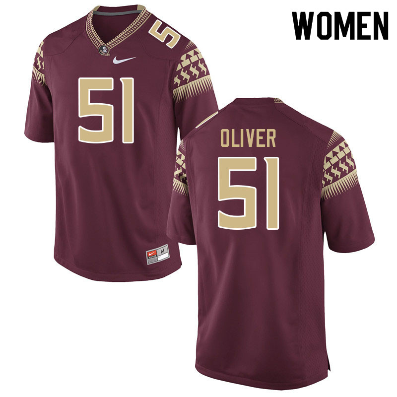 Women #51 Chase Oliver Florida State Seminoles College Football Jerseys Sale-Garnet - Click Image to Close